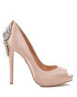 Latte | Kiara Embellished Peep-toe Pump