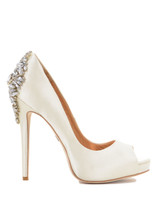 Ivory | Kiara Embellished Peep-toe Pump