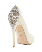 Ivory | Kiara Embellished Peep-toe Pump