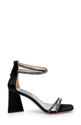 Black | Lillie Crystal Dual-Strapped Block Heels