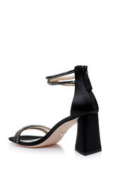Black | Lillie Crystal Dual-Strapped Block Heels