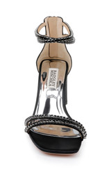 Black | Lillie Crystal Dual-Strapped Block Heels