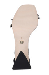 Black | Lillie Crystal Dual-Strapped Block Heels