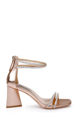 Champagne | Lillie Crystal Dual-Strapped Block Heels