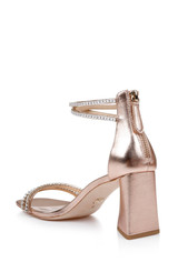 Champagne | Lillie Crystal Dual-Strapped Block Heels