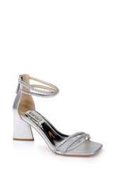Silver | Lillie Crystal Dual-Strapped Block Heels
