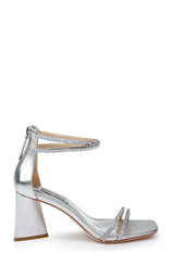 Silver | Lillie Crystal Dual-Strapped Block Heels