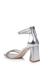 Silver | Lillie Crystal Dual-Strapped Block Heels