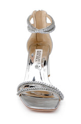 Silver | Lillie Crystal Dual-Strapped Block Heels