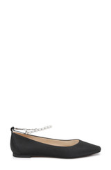 Black | London Pearl Ankle Strap Flats