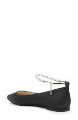Black | London Pearl Ankle Strap Flats