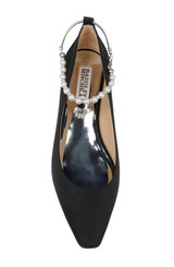 Black | London Pearl Ankle Strap Flats