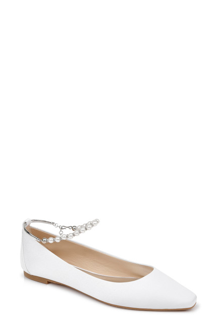Soft White | London Pearl Ankle Strap Flats