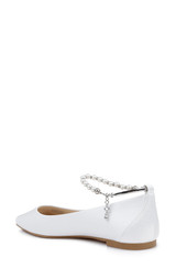 Soft White | London Pearl Ankle Strap Flats