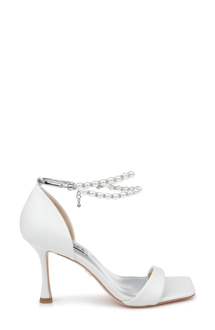 White | Loretta Dual Pearl Strap Stiletto