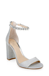 Silver | Louise Peep-Toe Block Heel
