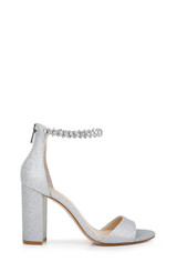 Silver | Louise Peep-Toe Block Heel