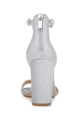 Silver | Louise Peep-Toe Block Heel