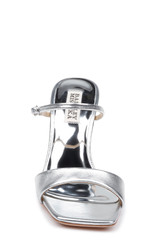 Silver | Luna Mule With Sculptural Wedge