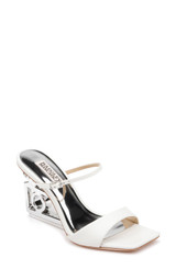 White | Luna Mule With Sculptural Wedge