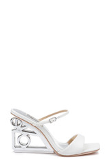 White | Luna Mule With Sculptural Wedge
