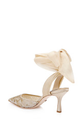 Champagne | Blaze II Satin Ankle Wrap Stiletto Pumps Back Side