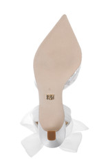 White Sequins | Blaze II Satin Ankle Wrap Stiletto Pumps Sole