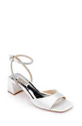 Soft White | Infinity Satin Block Heels with Ankle Strap