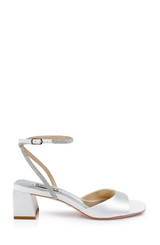 Soft White | Infinity Satin Block Heels with Ankle Strap