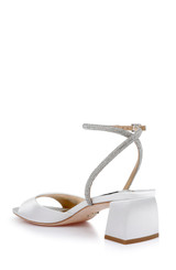 Soft White | Infinity Satin Block Heels with Ankle Strap
