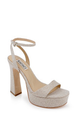 Gold Glitter | Caia Platform Sandal with Heart-Shaped Buckle Front Side 