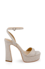 Gold Glitter | Caia Platform Sandal with Heart-Shaped Buckle Side 
