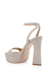 Gold Glitter | Caia Platform Sandal with Heart-Shaped Buckle Back Side 