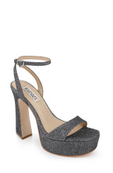 Pewter Glitter | Caia Platform Sandal with Heart-Shaped Buckle Front Side 