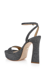 Pewter Glitter | Caia Platform Sandal with Heart-Shaped Buckle Back Side 