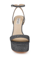 Pewter Glitter | Caia Platform Sandal with Heart-Shaped Buckle Front 