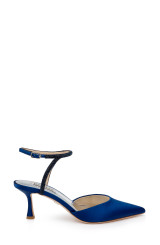 Blue | Autumn Ankle Strap Kitten Heel Pumps Side