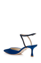 Blue | Autumn Ankle Strap Kitten Heel Pumps Back Side