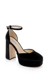 Black Velvet | Jayda Platform Pumps Front Side