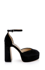 Black Velvet | Jayda Platform Pumps Side