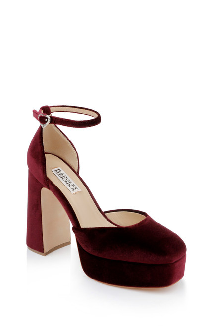 Wine Velvet | Jayda Platform Pumps Front Side
