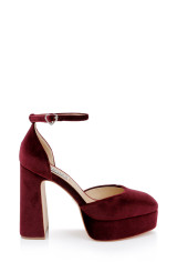 Wine Velvet | Jayda Platform Pumps Side