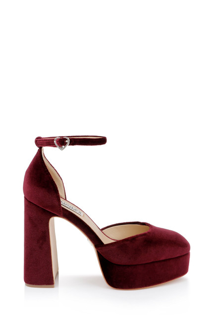 Wine Velvet | Jayda Platform Pumps Side