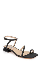 Black Crepe | Dakotah Low Block Sandals Front Side