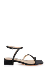 Black Crepe | Dakotah Low Block Sandals Side