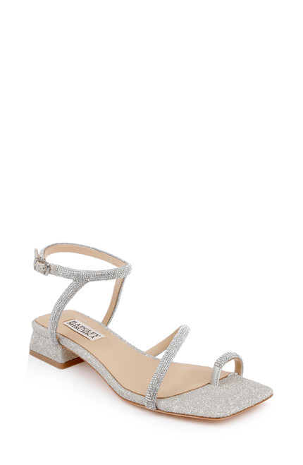 Silver | Dakotah Low Block Sandals Front Side