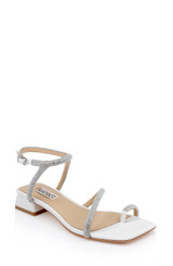 White Crepe | Dakotah Low Block Sandals Front Side