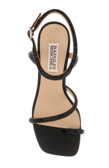 Black Crepe | Dalilah Strappy Bock Heel Sandals Top