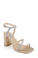 Gold Leather | Dalilah Strappy Bock Heel Sandals Front Side
