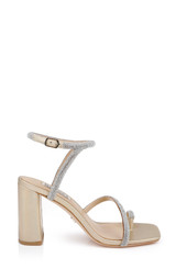 Gold Leather | Dalilah Strappy Bock Heel Sandals Side